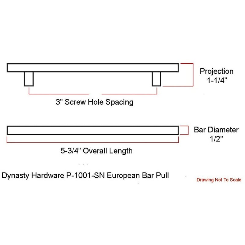 Dynasty Hardware P-1001-26 European Bar Style Cabinet Pull 5-3/4" Polished Chrome (25 Pack) - Image 3